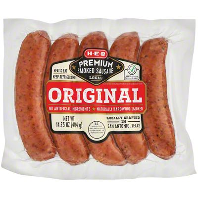 H-E-B Select Ingredients Premium Original Smoked Sausage, 5 Ct ...