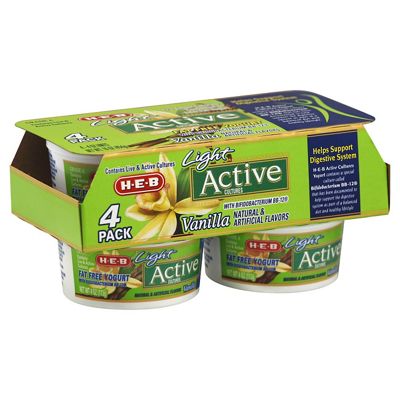 H-E-B Active Fat Free Vanilla Yogurt, 4 Ct – Central Market