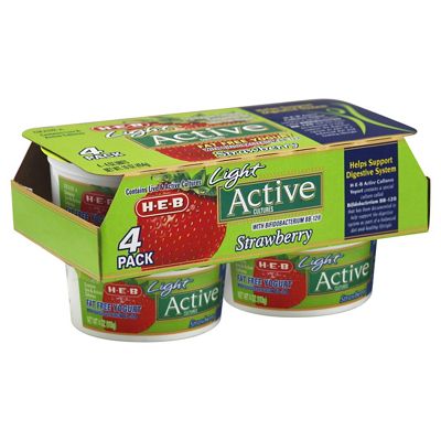 H-E-B Active Fat Free Strawberry Yogurt, 4 Ct – Central Market