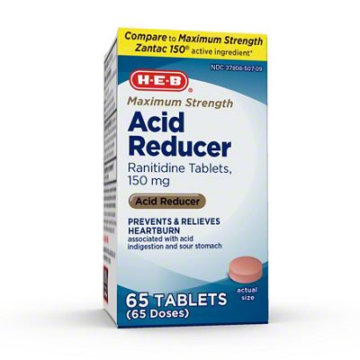 H-E-B Maximum Strength Acid Reducer 150 Mg Ranitidine Tablets , 65 Ct ...