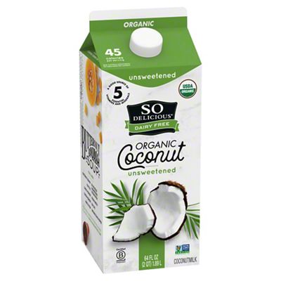 So Delicious Dairy Free Unsweetened Coconutmilk, Half Gallon, 64 oz ...