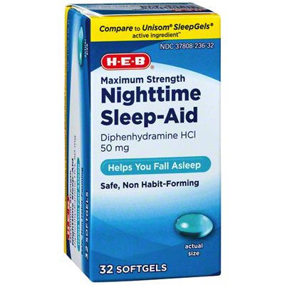 H-E-B Maximum Strength Nighttime Sleep-Aid 50 Mg Softgels, 32 Ct ...