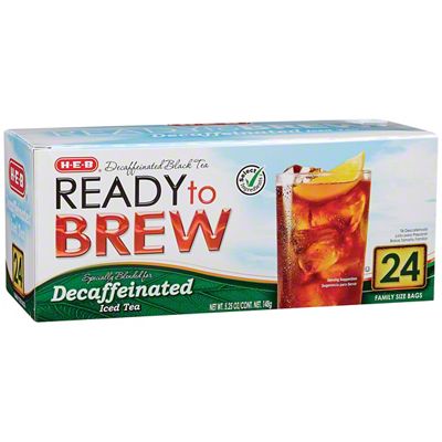 H-E-B Ready to Brew Decaffeinated Iced Tea - Family Size Tea Bags, 24 ...