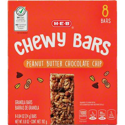 H-E-B Select Ingredients Chewy Peanut Butter Chocolate Chip Granola ...