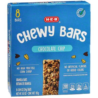 H-E-B Select Ingredients Chewy Chocolate Chip Granola Bars, 8 Ct ...