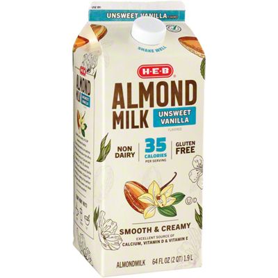 H-E-B Unsweetened Vanilla Almond Milk, 1/2 Gal – Central Market