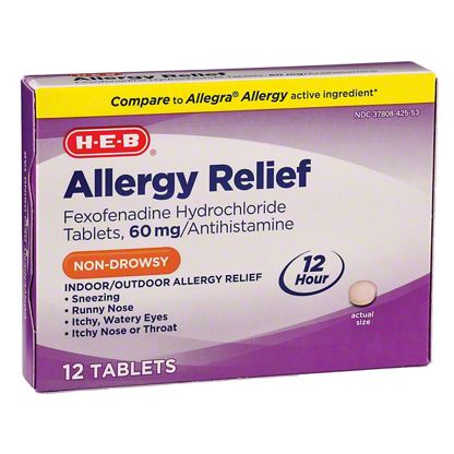 H-E-B Allergy Relief Fexofenadine 60 mg Tablets, 12 ct – Central Market