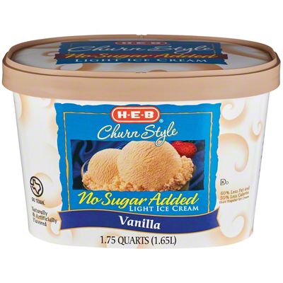 H-E-B Churn Style No Sugar Added Light Vanilla Ice Cream, 1.75 Qt ...