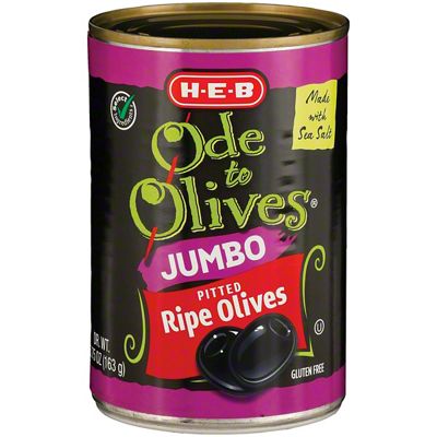 H-E-B Ode To Olives Jumbo Pitted Ripe Black Olives, 5.75 Oz | Central ...