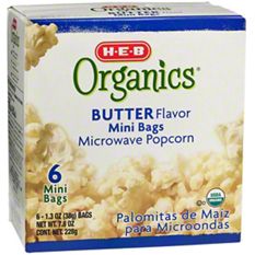 H E B Organics Butter Flavor Microwave Popcorn Mini Bags 6 ct Central Market Really Into Food