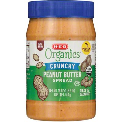 H-E-B Organics Crunchy Peanut Butter Spread, 18 Oz – Central Market