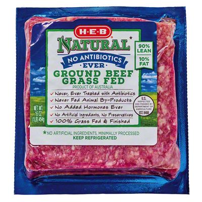 H-E-B Natural Grass Fed 90/10 Ground Beef, 16 Oz – Central Market