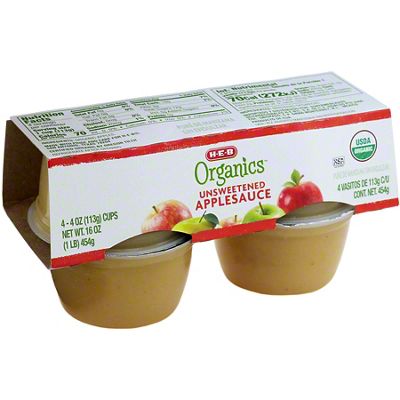 H-E-B Organics Unsweetened Apple Sauce Cups, 4 Ct – Central Market