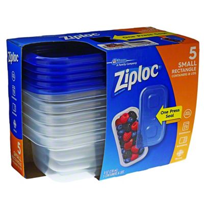 Ziploc One Press Seal Rectangular Storage Containers & Lids - 5