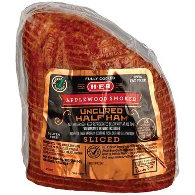 H-E-B Fully Cooked Applewood Smoked Sliced Uncured Half Ham | Central ...