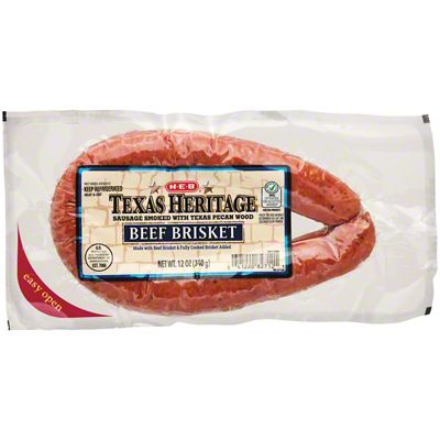 H-E-B Texas Heritage Smoked Beef Brisket Sausage, 12 Oz – Central Market