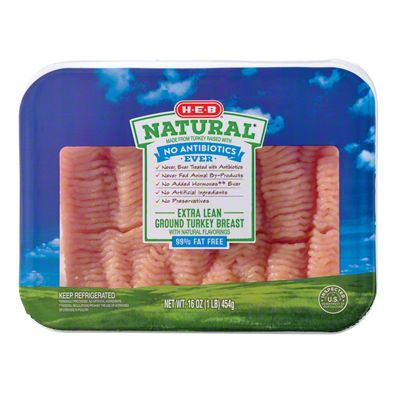 H-E-B Natural Extra Lean Ground Turkey Breast, 99% Lean, 16 Oz ...