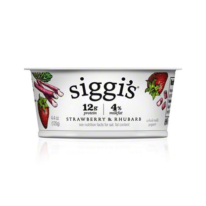 Siggi’s 4% Strained Whole Milk Skyr Strawberry & Rhubarb Yogurt, 4.4 oz ...