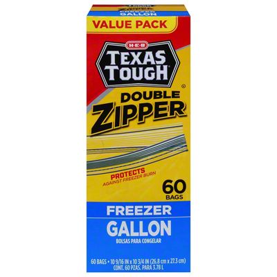 H E B Texas Tough Double Zipper Gallon Freezer Bags Value Pack 60 ct Central Market Really Into Food