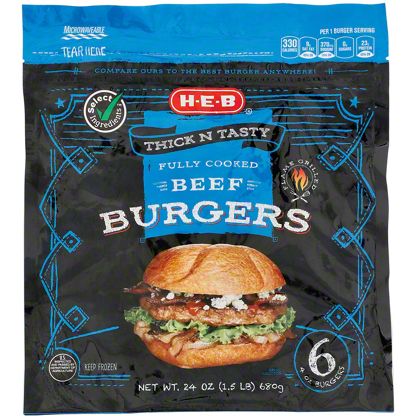 H-E-B Select Ingredients Fully Cooked Beef Burgers, 6 ct – Central Market