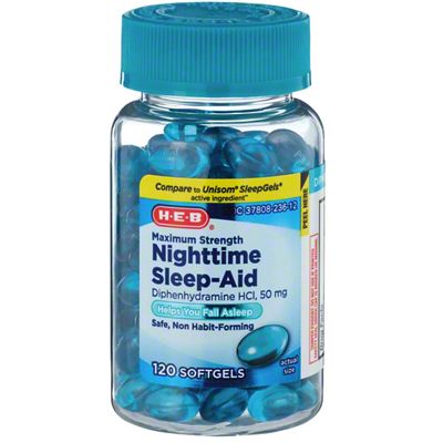 H-E-B Maximum Strength Nighttime Sleep-Aid 50 Mg Softgels, 120 Ct ...