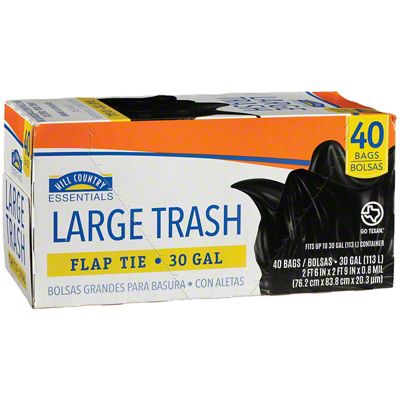 H-E-B Texas Tough Flap Tie Waste Basket Trash Bags, 4 Gallon