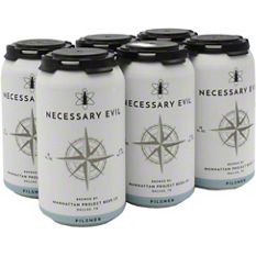 Manhattan Project Necessary Evil Pilsner Beer 12 oz Cans, 6