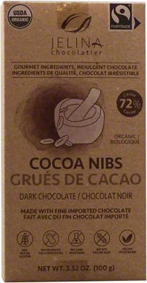 Jelina Chocolatier Cocoa Nibs 72% Dark Chocolate Bar, 3.52 Oz – Central ...