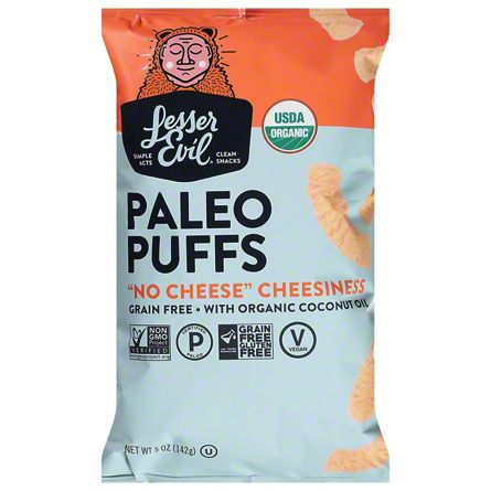 lesserevil paleo puffs no cheese cheesiness reviews