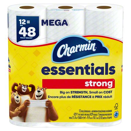 Charmin Essentials Strong Toilet Paper, 12 Mega Rolls | Central Market - Really Into Food