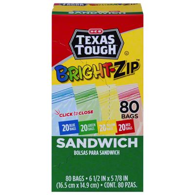 H-E-B Texas Tough Double Zipper Sandwich Bags - Shop Storage Bags at H-E-B