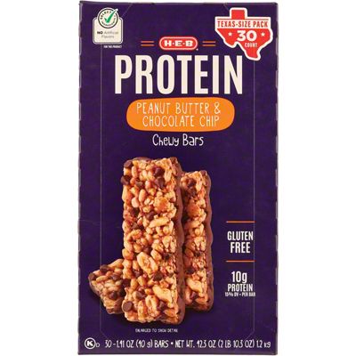 H E B 10g Protein Chewy Bars Peanut Butter Chocolate Chip 30 Ct Joe V S Smart Shop Low