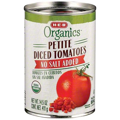 H-E-B Organics No Salt Added Petite Diced Tomatoes, 14.5 Oz – Central ...