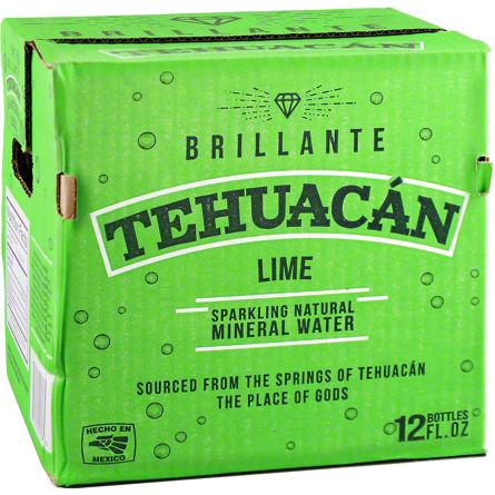 Tehuacan Lime Sparkling Mineral Water, Glass Bottle, 12 pk, 12 fl oz ea ...