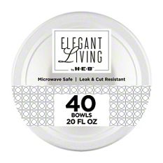 Elegant Living by H-E-B 20 oz Disposable Paper Bowls, 40 ct