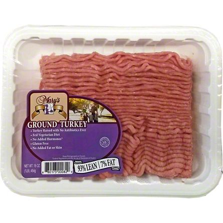 Mary #39 s Free Range Ground Turkey 93% Lean 1 lb Central Market