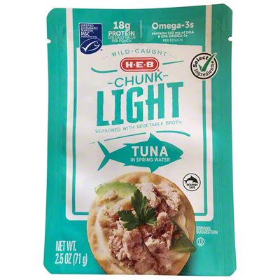 H-E-B Wild Caught Chunk Light Tuna In Spring Water Pouch, 2.5 Oz | Joe ...