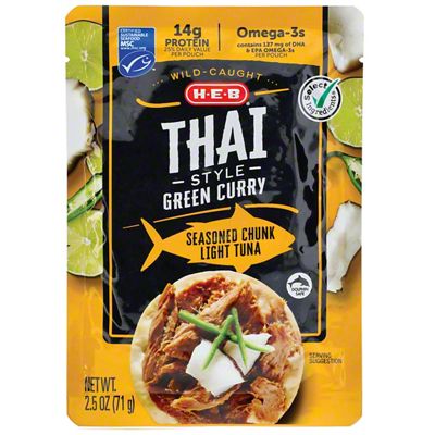 H-E-B Thai Style Green Curry Chunk Light Tuna Pouch, 2.5 Oz | Joe V's ...