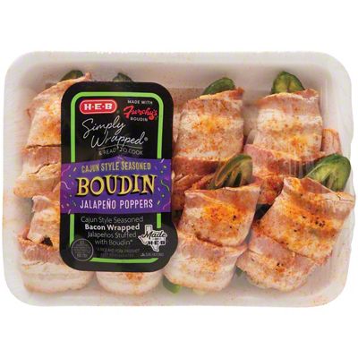 H-E-B Simply Wrapped Cajun Style Seasoned Boudin Jalapeno Poppers | Joe ...