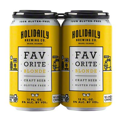 Holidaily Brewing Co. Favorite Blonde Gluten Free Beer 12 Oz Cans, 4 Pk ...