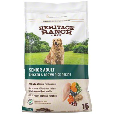 Heritage Ranch by H E B Senior Adult Dry Dog Food Chicken Brown Rice 15 lbs Central Market Really Into Food