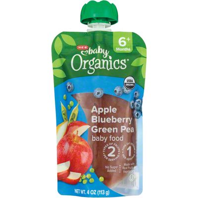 H-E-B Baby Organics Food Pouch – Apple Blueberry Green Pea, 4 Oz | Joe ...