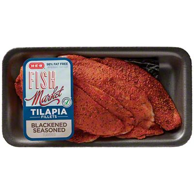 H-E-B Fish Market Seasoned Tilapia Fillets - Blackened