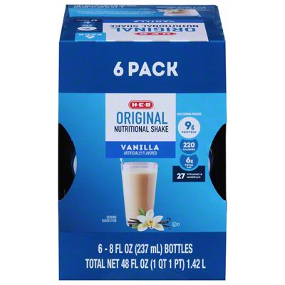 H-E-B Original Vanilla Flavored Nutritional Shakes, 6 Pk, 8 Oz | Joe V ...