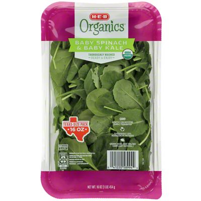 H-E-B Organics Fresh Baby Spinach & Kale - Texas Size Pack, 16 Oz ...