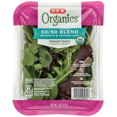 H-E-B Organics Fresh 50/50 Blend - Baby Spinach & Spring Mix, 5 oz ...