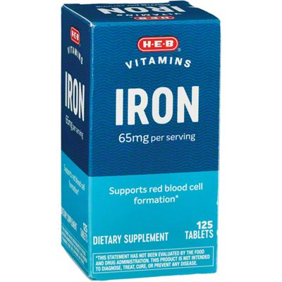 H-E-B Vitamins Iron 65mg Tablets, 125 ct | Joe V's Smart Shop | Low ...