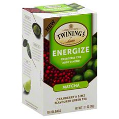 TEAページ Twinings Energize Matcha Cranberry & Lime Green Tea, 18 ct