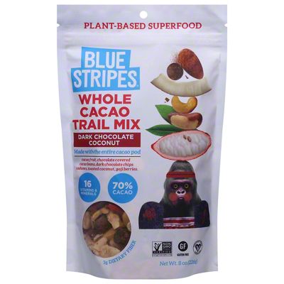 BLUE STRIPES Dark Chocolate Coconut Whole Cacao Trail Mix, 8 oz ...