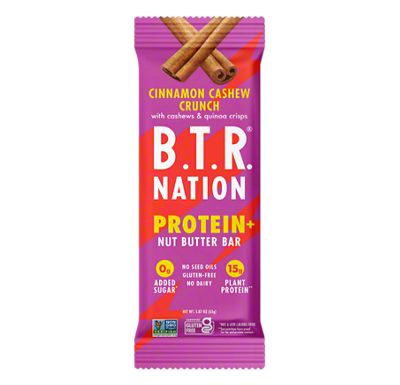 BTR Bar Cinnamon Cashew Crunch Protein+ Nut Butter Bar, 1.87 oz ...